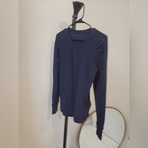 Lululemon Extra Mile Long Sleeve Women’s Shirt Heathered Hero Blue/Black Size 8